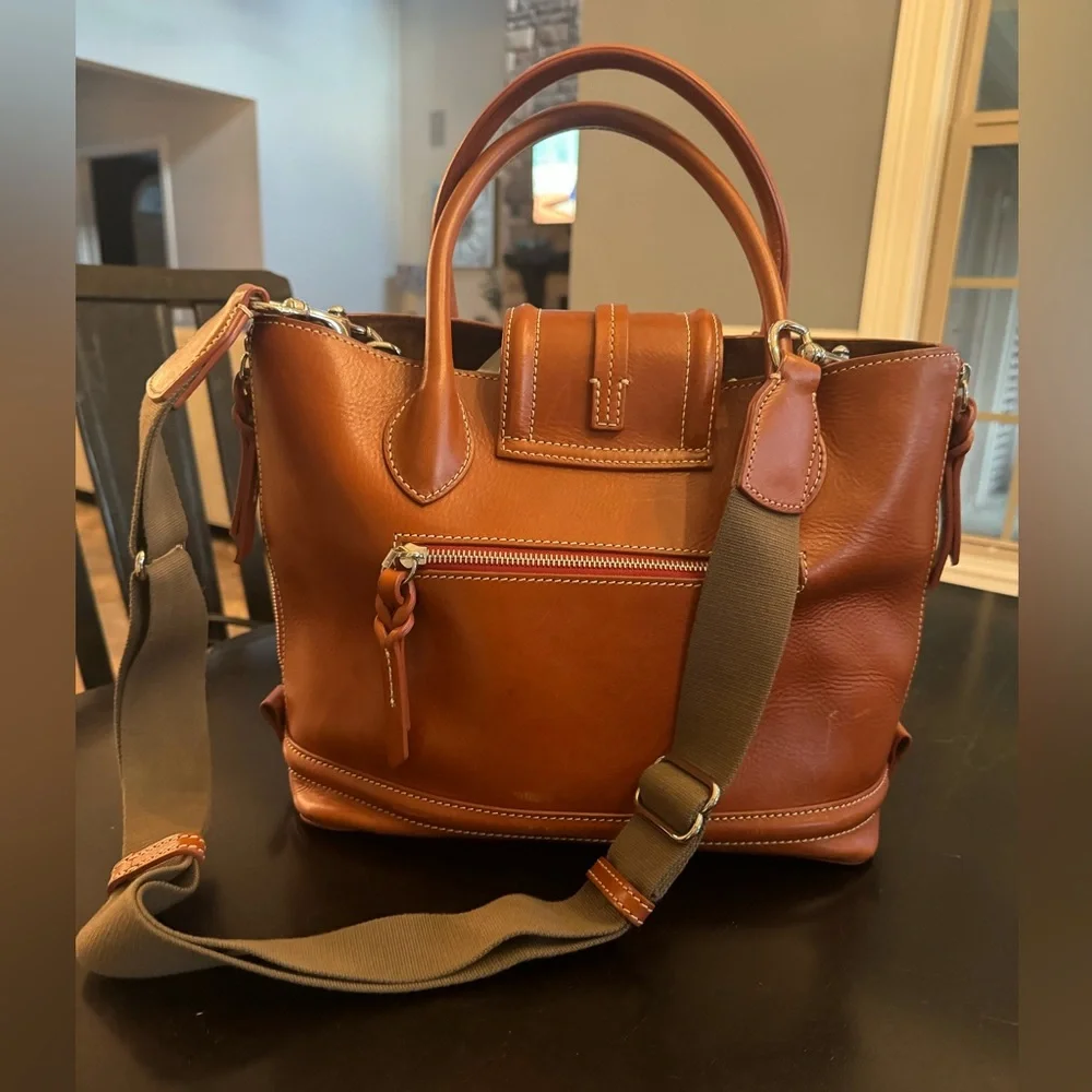 Dooney & Bourke Cognac Brown Leather Satchel